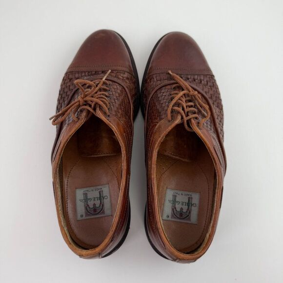 Cable & Co. Men's Dress Shoes Leather Weave Oxfords Italy Brown EU 39/ US 7 - Picture 2 of 9